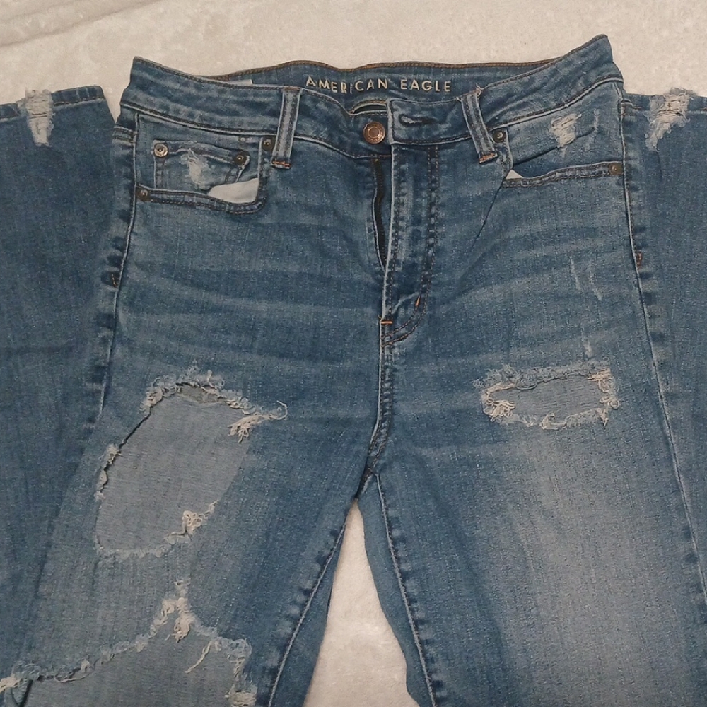 American Eagle Outfitters Women's Ripped Blue Boyfriend Jeans